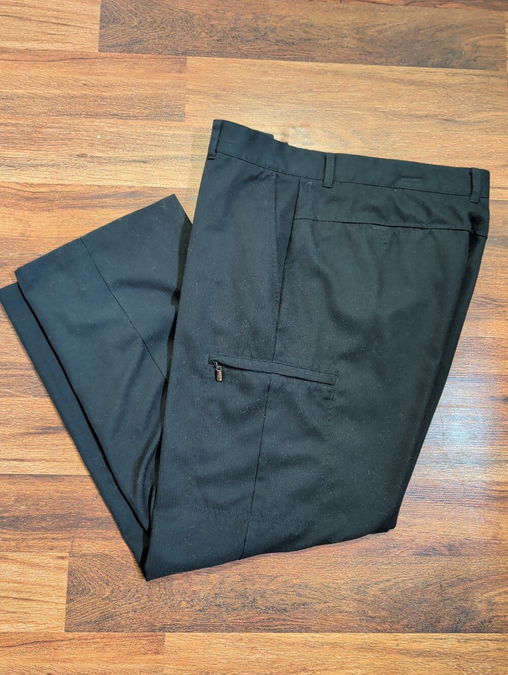 IZOD Golf Pants Mens 36x30 Black Classic Fit Flat Front Zip Pocket